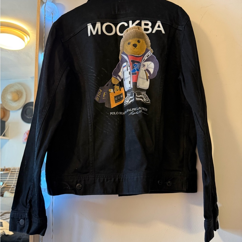 Authentic Polo Ralph Lauren Denim Jacket Polo Bear Collaboration - Rare “Moscow”